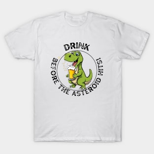 Funny Beer Drink Dinosaur T-Shirt